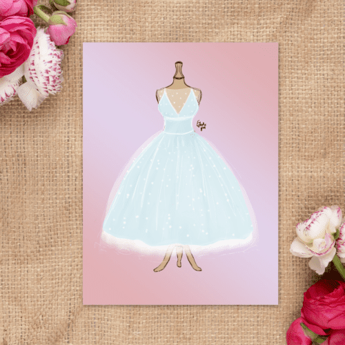 Snow Belle | Bridal dress fashion | Wedding Greetings card (