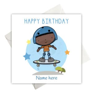 Personalised Handmade skater boy Birthday card for children, boys