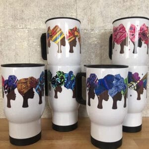 White Headwrap Travel Mug (assorted colours)
