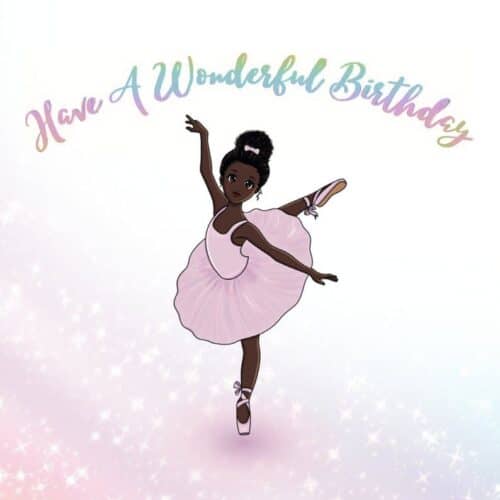 Miss Ballerina Rainbow Birthday Card - Penché Pose