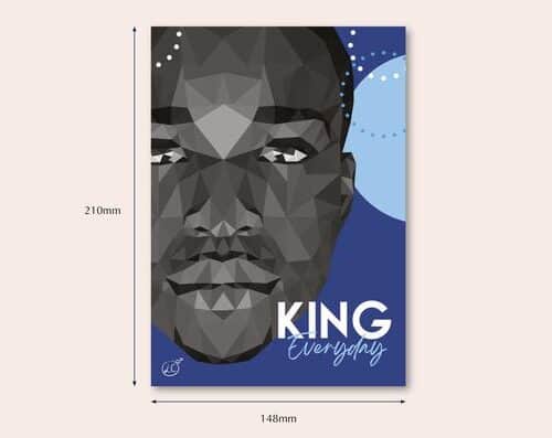 A5 print featuring illustrated portrait of black man by Leanne Creative. Single sided print - unframed.