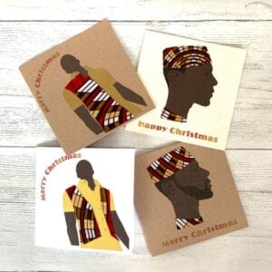 Pack of 4 assorted fabric Christmas cards for men