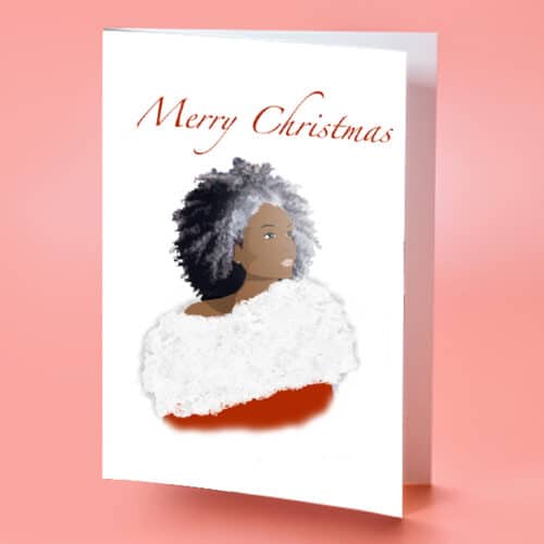 black santa lady christmas card