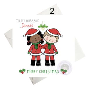Personalised Christmas Card for Interracial couple, For him, For her, For Wife, For Husband, Mum & Dad