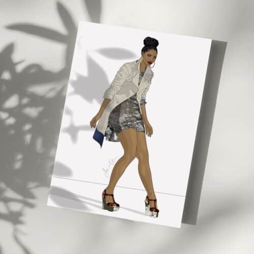 Black Woman Fashion Sketch Greeting Card