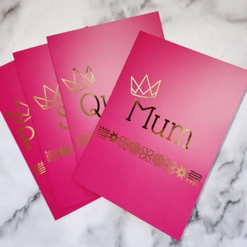 'Mum' Mother's Day Card with Adinkra symbols and crown detail