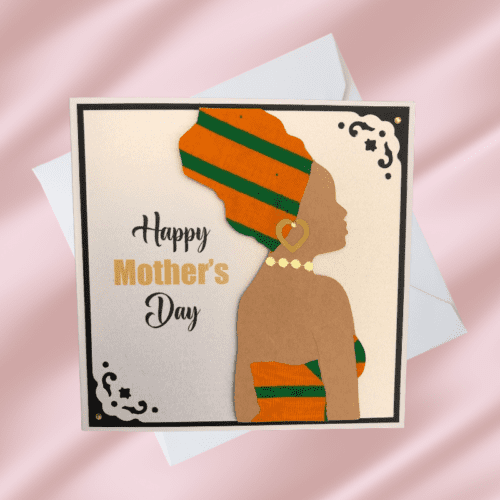 Handmade Mother's Day 'Headwrap Queen' Card | Three Skin Tones | African Fabric - Light-skin-tone