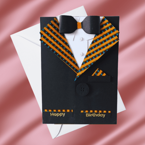 Handmade African Inspired Tuxedo Birthday / Any Occasion Card | African Print Fabric