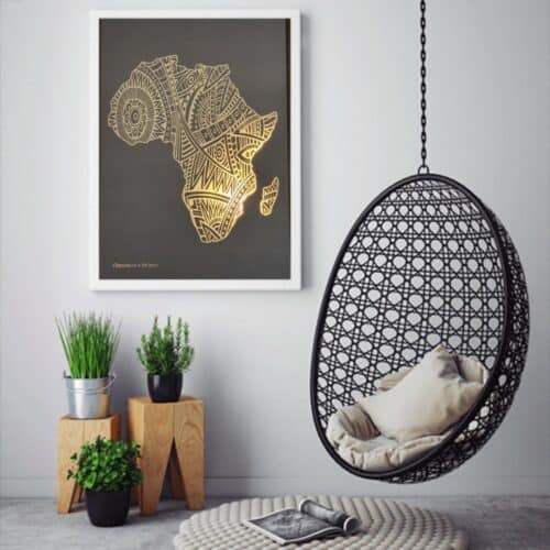 Africa map foil art in gold or silver