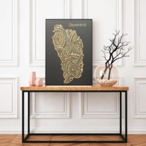 Dominica map foil art in gold foil