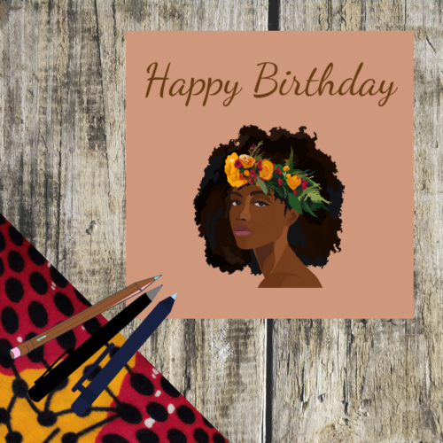 Happy Birthday Black Woman with Flower Crown