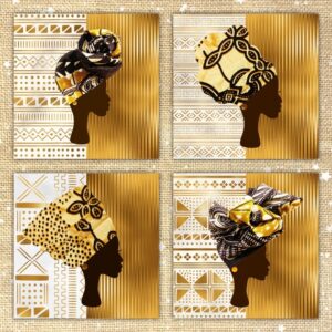Pack of 4 gold white headwrap mudcloth cards