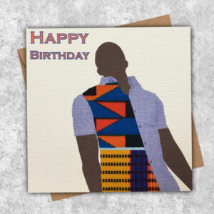 Men's card in orange blue kente fabric, jacket, shirt or waistcoat - personalised