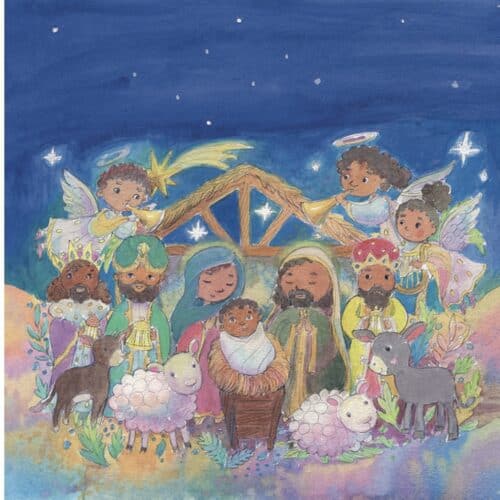Cute Black Nativity Christmas Card