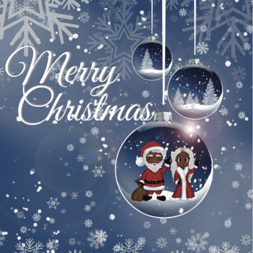 Black Santa & Mrs Claus Bauble Christmas Card