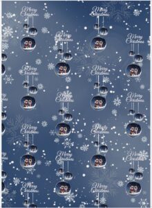 Christmas Bauble Black Santa & Mrs Claus Wrapping Paper (2 Sheets)