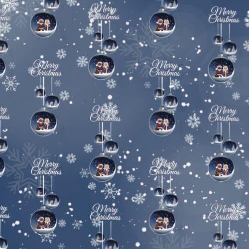 Christmas Bauble Black Santa & White Mrs Claus Wrapping Paper (2 Sheets)