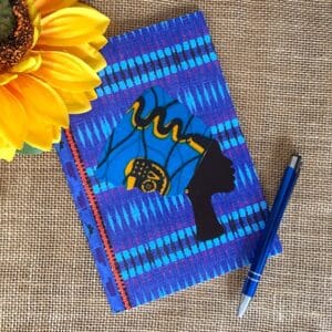 Blue Headwrap Notebook - LINED, fabric headwrap, soft cover, 48 pages