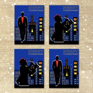Cityscape Christmas cards - pack of 4