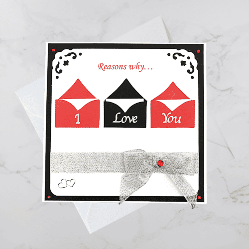 Handmade 'Reasons why I Love You' Appreciation Card | Valentine | Anniversary | Love Celebration - Hers: Silver Ribbon