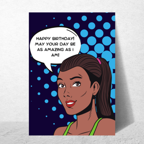 Black Girl Funny Sarcastic Pop Art A5 birthday card