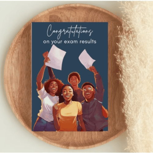 Exam Results Congratulations Card, Black Students, School, College, University Exams