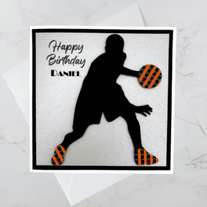 Handmade Personalised Black Male Sports Birthday Cards | African Fabric | Cards for Him | Basketball | Football