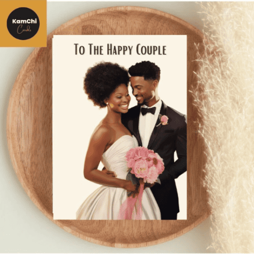 Black Wedding Card, To the Happy Couple, African Caribbean Bride & Groom Wedding Card, Wedding Congratulations Card, Black Love Greeting Card