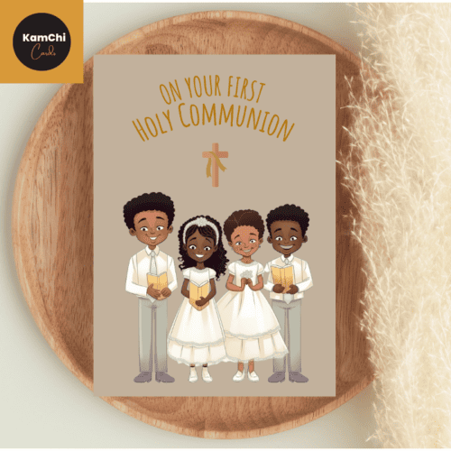Black Child First Holy Communion Card, Ethnic Catholic Communion Card, Holy Communion Group Picture
