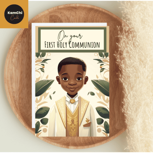 First Holy Communion Card, Black Boy Communion Card, Ethnic Catholic Communion Card, Blessed Black Boy