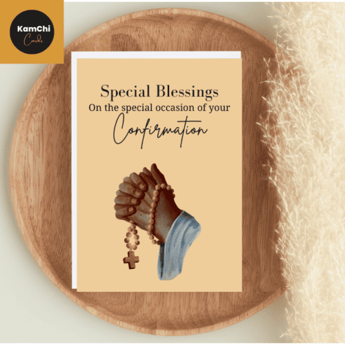 Confirmation Card, Blessings on Your Special Day, Praying Hands With Rosary Beads Cross
