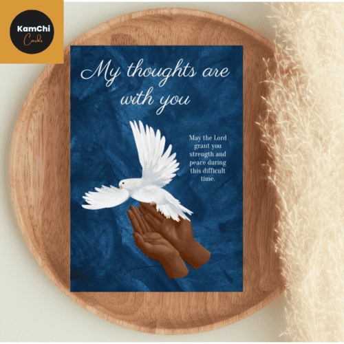 My Thoughts Are With You, Christian Sympathy Greeting Card, Dove and Praying Hands