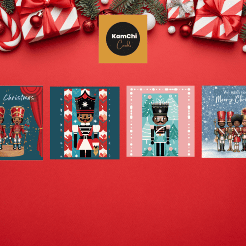 Black Nutcracker Christmas Cards - Assorted Pack - 4 Cards