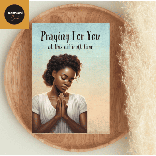 Praying For You Sympathy Card, Black Woman Condolence Greeting Card