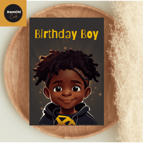 Black Boy Birthday Card, Cute Afro Boy Birthday Card, Diverse Greeting Card for Boys,