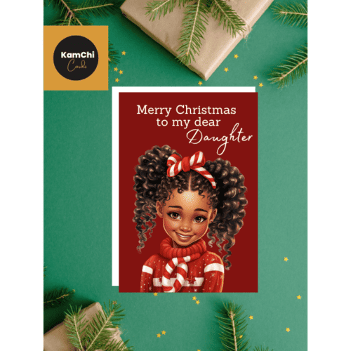 Black Girl Christmas Card, Black Daughter Christmas Card, Granddaughter Xmas Card, Melanin Greeting Card, Afro Girl Black Greeting Card