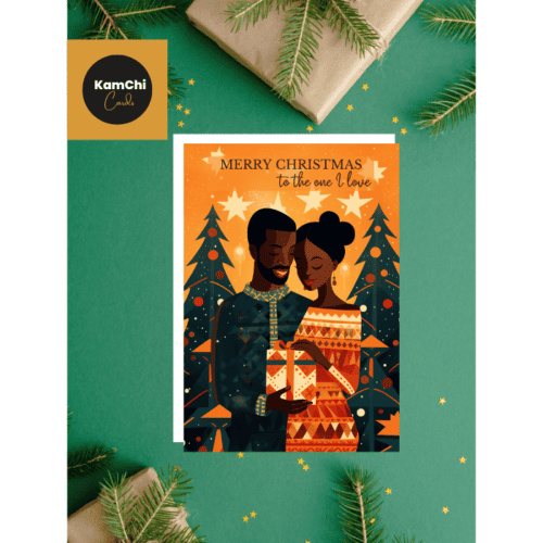 Black Couple Christmas Card, African Couple Xmas Card, Merry Christmas One I Love Christmas Card, Black Husband Greeting Card, Black Wife Xmas Card, Black Couple Christmas Card