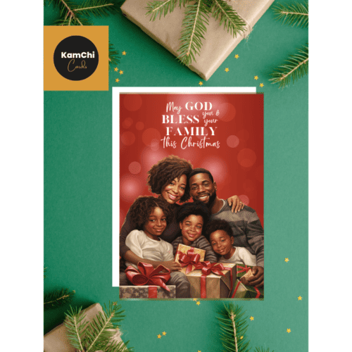 May God Bless You and Family This Christmas, Black Family Christian Christmas Card, Christmas Blessings, Black Love, Xmas Prayer Blessings