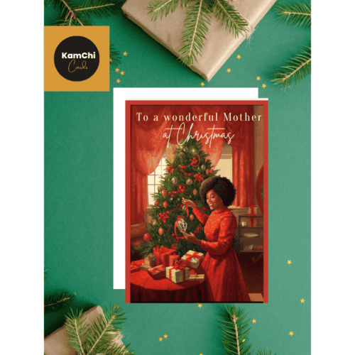 Black Mother Christmas Card, Black Mum Christmas Card, Melanin Xmas Card, Mom Christmas Card, Afro Black Woman Greeting Card
