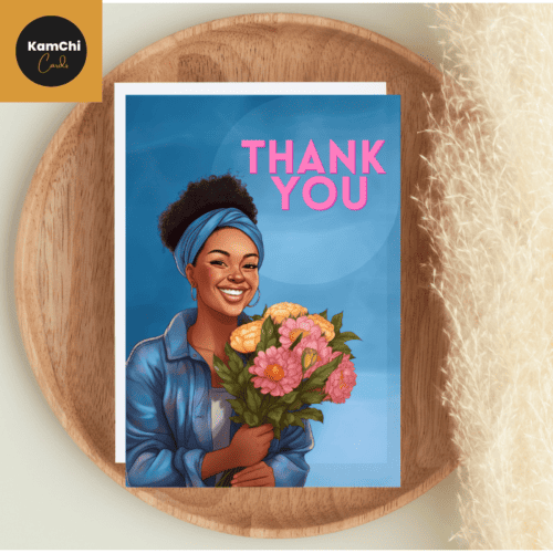 Black Woman Thank You Cards, Thinking of You Card, Positive Affirmation, Diverse Greeting, Pink Greeting Card - 5 x 7
