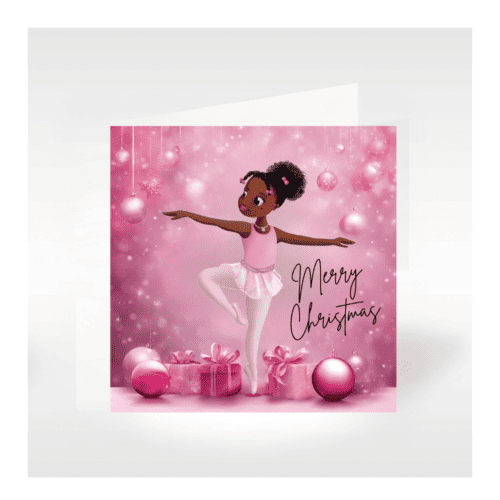 Nia Ballerina Christmas Card - Passe Releve Ballet Pose