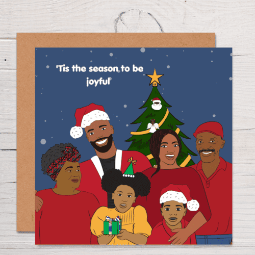 Black Family Grandparents Christmas Afrocentric Greeting Cards