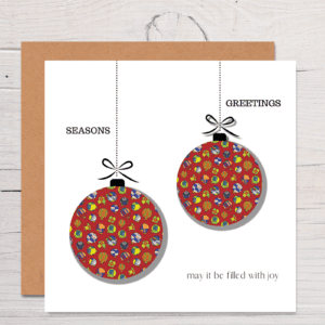 Christmas Baubles Greeting Cards, Kente Inspired