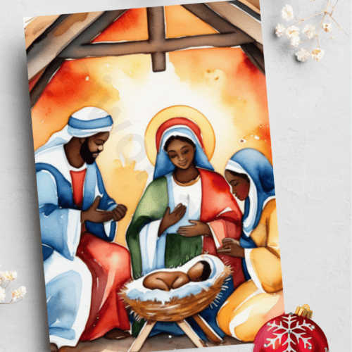 Halo Nativity Christmas Card