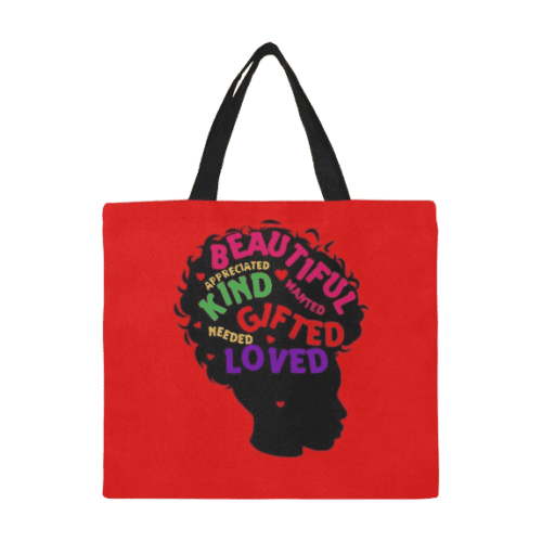Affirmation Afro Woman Tote Bag - Words of Affirmation Bag for Black Woman – Unique Tote Bag – Christmas Gift