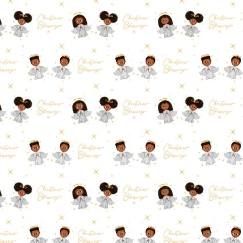Cute Black Christmas Angels Wrapping Paper