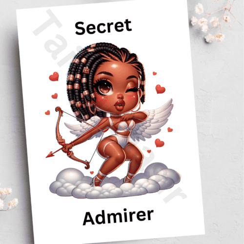 Valentines Day card - Secret admirer/gold beads