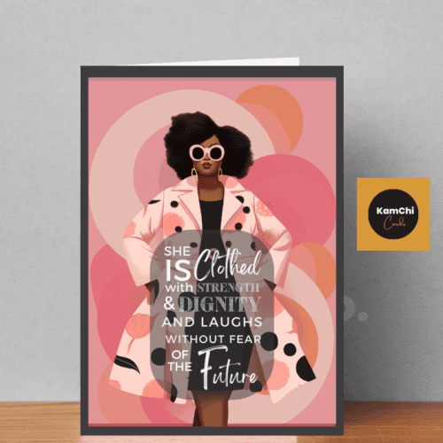 She Is Clothed With Strength Polka Dots Greeting Card, Christian Greeting Card