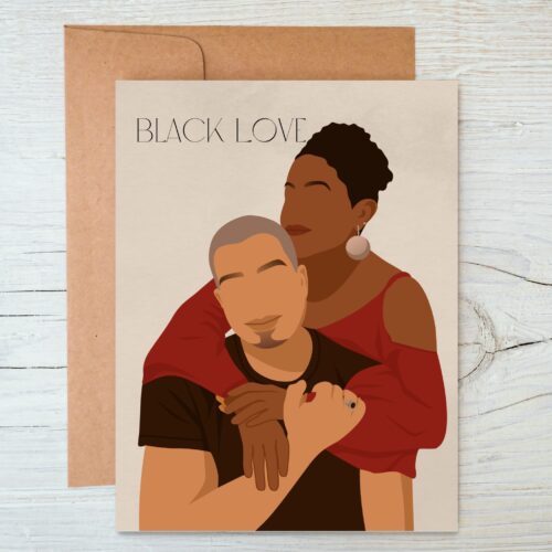 Mixed raced interracial couple black greeting card