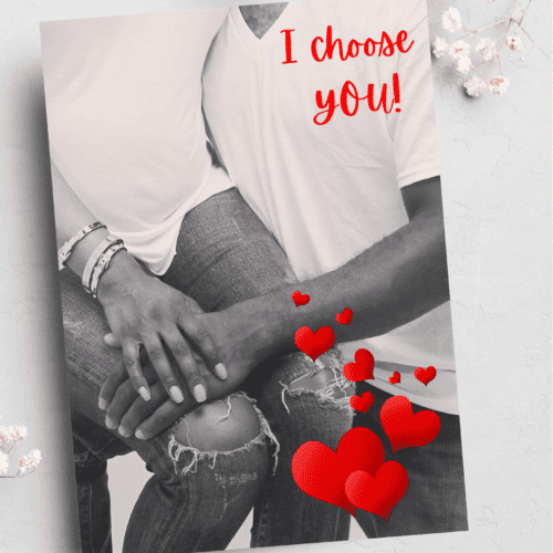 Valentines Day card - couple in jeans and t-shirt